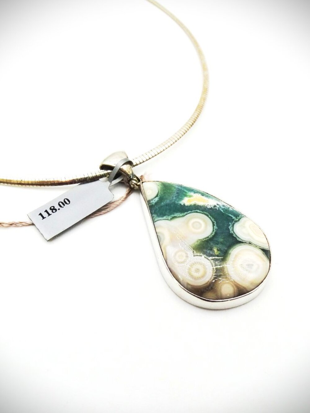 STARBORN CREATIONS Sterling Silver Ocean Jasper Pendant & Chain Necklace